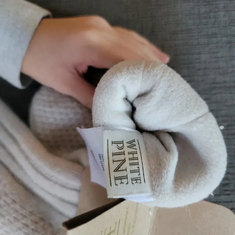 White Pine 100% Cashmere Mittens Ivory Fleece Lined Knit Gloves For Wome…